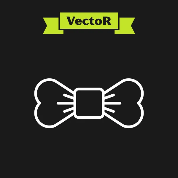 Línea blanca Icono de lazo de lazo aislado sobre fondo negro. Ilustración vectorial — Vector de stock