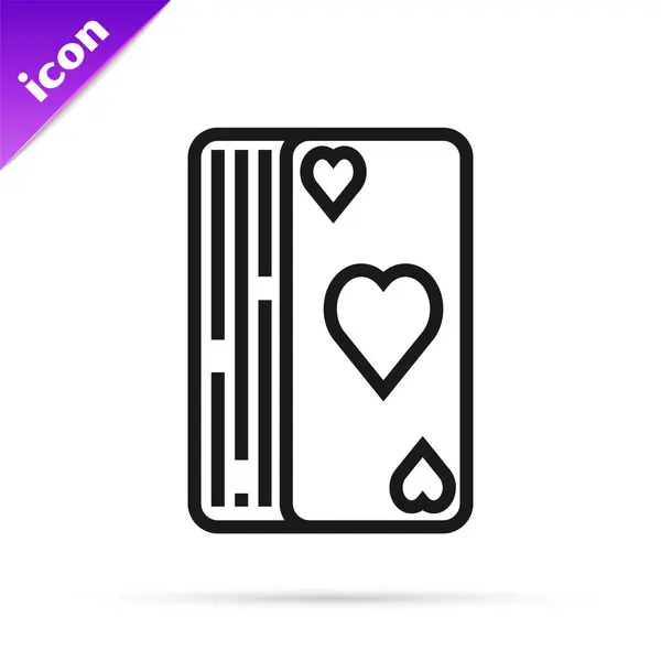Black line Deck of playing cards icon isolated on white background. Casino gambling. Vector Illustration — Stock Vector