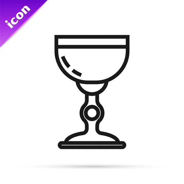 Ícone de taça judaica linha preta isolado no fundo branco. Taça de vinho judaica para kiddush. Uma chávena para o Shabbat. Ilustração vetorial —  Vetores de Stock