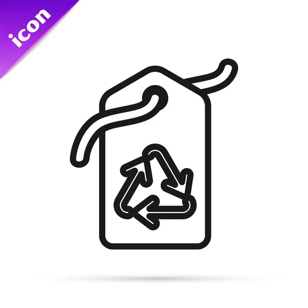 Černá čára Značka s ikonou recyklačního symbolu izolovaná na bílém pozadí. Banner, label, tag, logo, samolepka pro eco green. Vektorová ilustrace — Stockový vektor