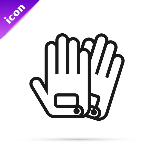 Black line Gloves icon isolated on white background. Extreme sport. Sport equipment. Vector Illustration — Stock Vector