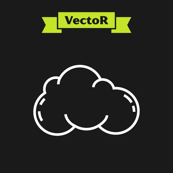 Weiße Linie Wolkensymbol isoliert auf schwarzem Hintergrund. Vektorillustration — Stockvektor