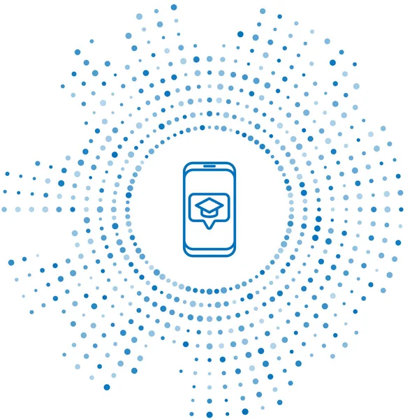 Синяя Линия Градусная Колпачок Экране Значок Смартфона Изолирован Белом Фоне — стоковый вектор