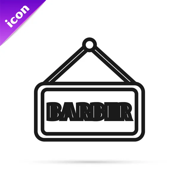 Black line Barbershop icon isolated on white background. Hairdresser logo or signboard. Vector Illustration — Stock Vector