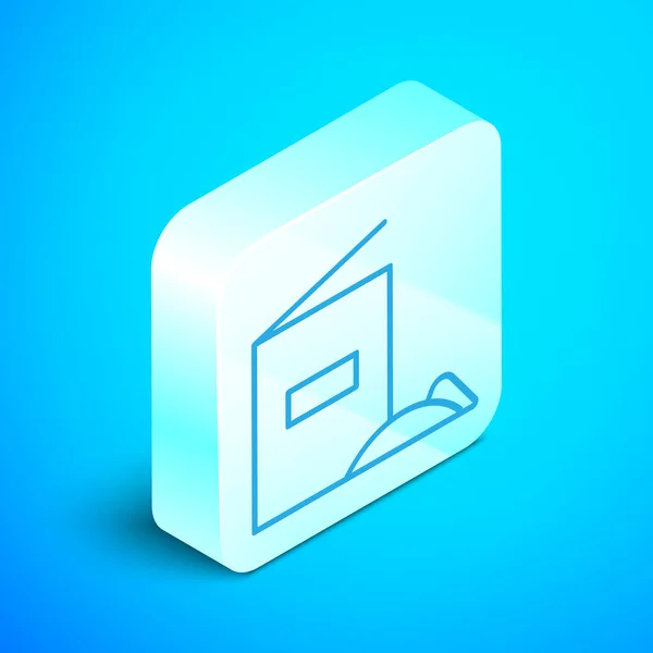 Isometric line Flour pack icon isolated on blue background. Silver square button. Vector Illustration — Stock Vector