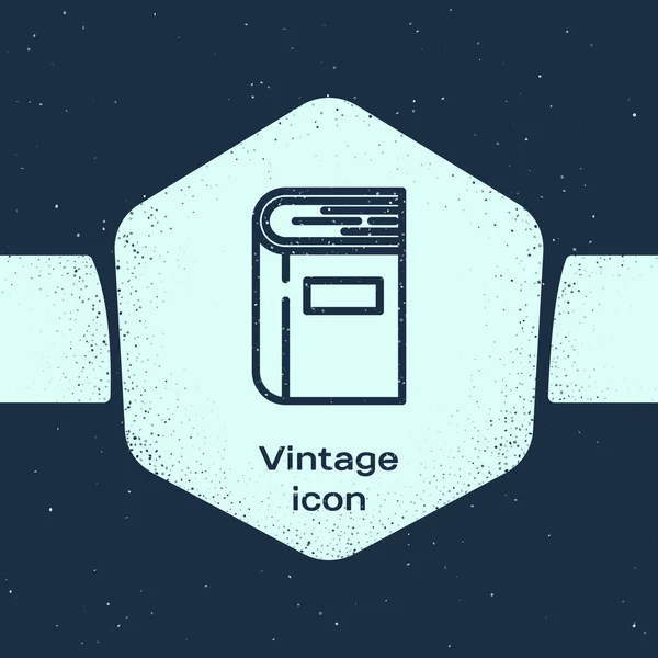 Grunge Line Book Icon Isoliert Auf Blauem Hintergrund Monochrome Vintage — Stockvektor