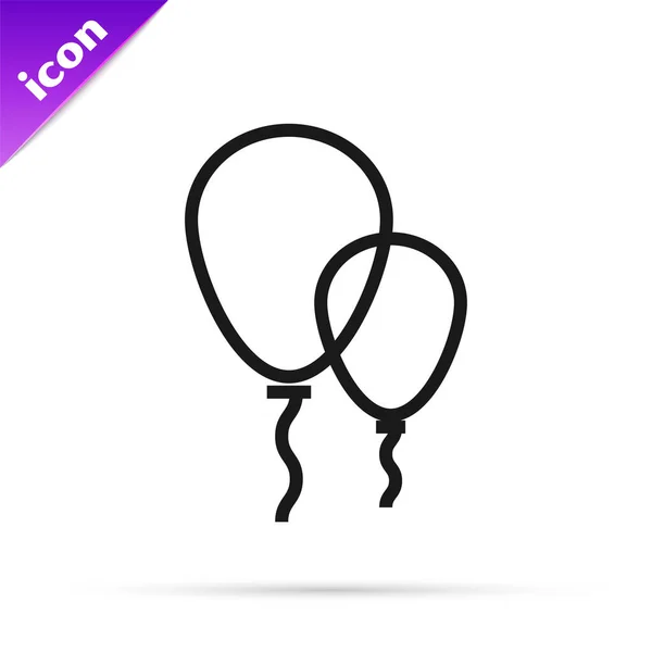 Balões de linha preta com ícone de fita isolado no fundo branco. Ilustração vetorial —  Vetores de Stock