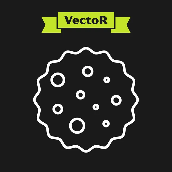 White Line Cookie oder Keks mit Schokoladensymbol isoliert auf schwarzem Hintergrund. Vektorillustration — Stockvektor