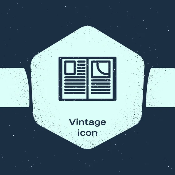Grunge Linie Buch Icon Auf Blauem Hintergrund Öffnen Monochrome Vintage — Stockvektor