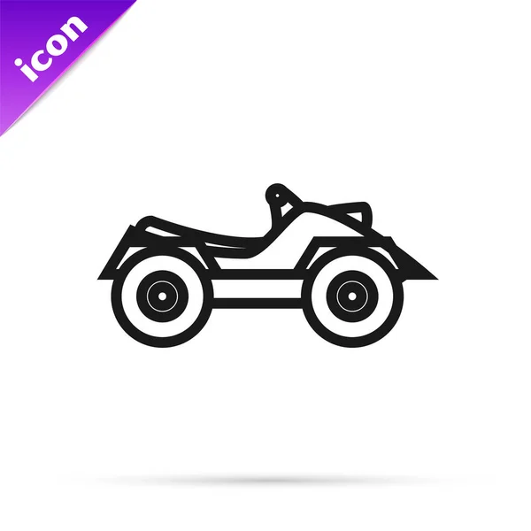 Black line All Terrain Vehicle or ATV motorcycle icon isolated on white background. Quad bike. Extreme sport. Vector Illustration — Stock Vector