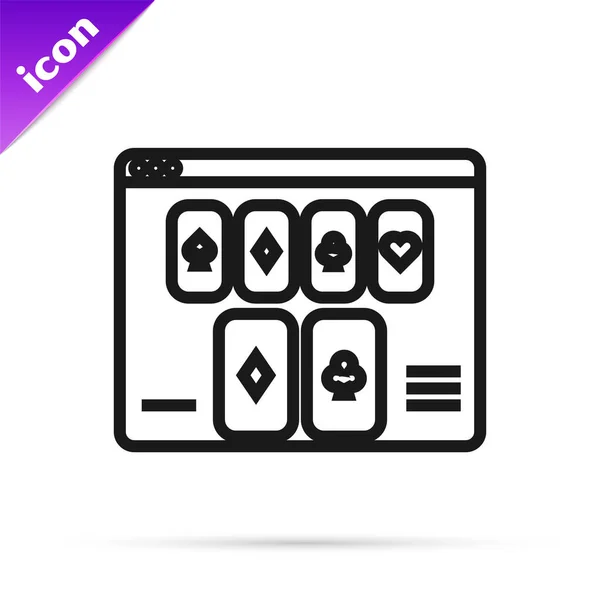 Black line Online poker table game icon isolated on white background. Online casino. Vector Illustration — Stock Vector