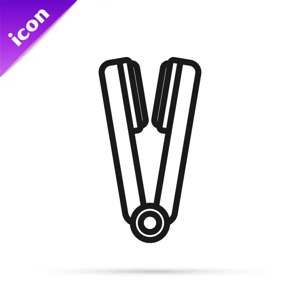 Schwarze Linie Lockenstab für Haar-Symbol isoliert auf weißem Hintergrund. Haarglätter-Symbol. Vektorillustration — Stockvektor