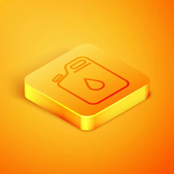 Isometric line Canister for gasoline icon isolated on orange background. Diesel gas icon. Orange square button. Vector Illustration — Stock Vector