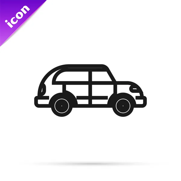 Black line Hatchback car icon isolated on white background. Vector Illustration — Stock Vector