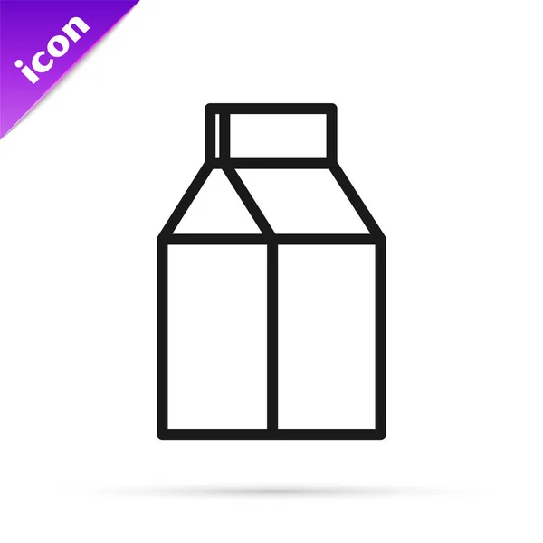 Línea negra Paquete de papel para icono de leche aislado sobre fondo blanco. Señal de paquete de leche. Ilustración vectorial — Archivo Imágenes Vectoriales