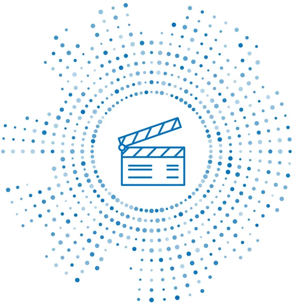 Blauwe Lijn Movie Clapper Icoon Geïsoleerd Witte Achtergrond Filmklapbord Bord — Stockvector