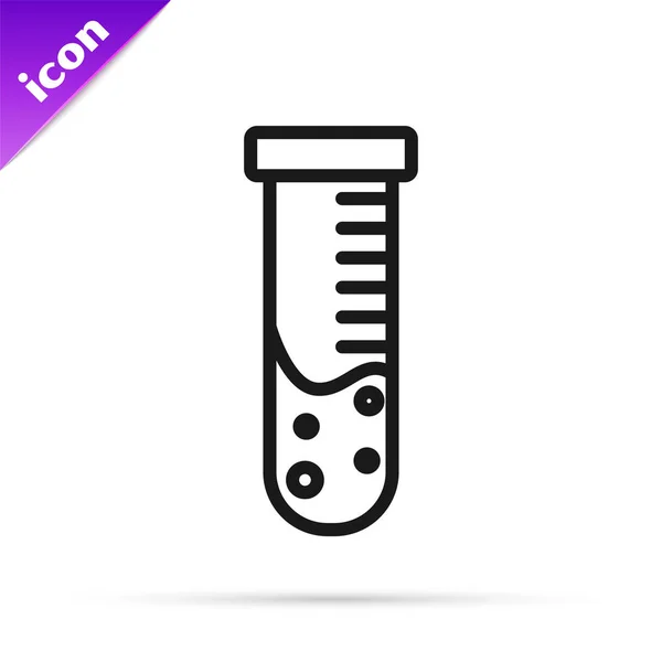 Black line Test tube and flask chemical laboratory test icon isolated on white background. Laboratory glassware sign. Vector Illustration — Stock Vector