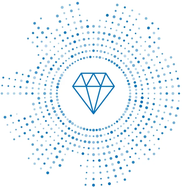 Línea Azul Icono Diamante Aislado Sobre Fondo Blanco Símbolo Joyería — Vector de stock