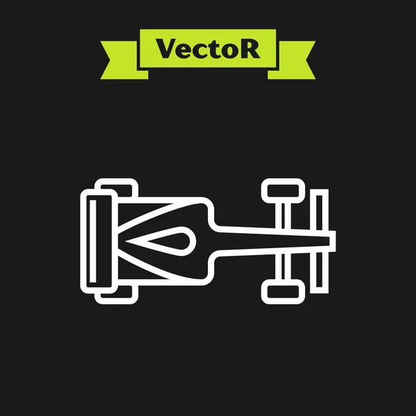 Λευκή γραμμή Formula αγωνιστικό αυτοκίνητο εικονίδιο απομονώνονται σε μαύρο φόντο. Εικονογράφηση διανύσματος — Διανυσματικό Αρχείο