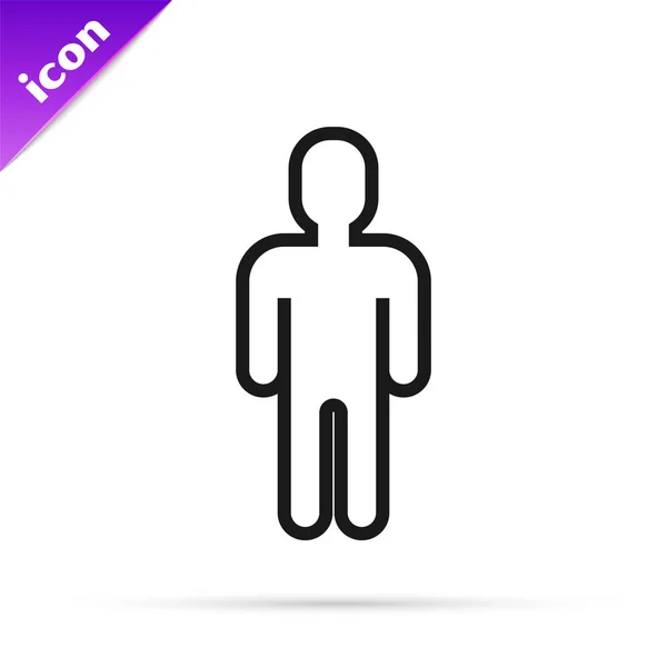 Línea negra Usuario de hombre en traje de negocios icono aislado sobre fondo blanco. Icono de perfil de usuario de símbolo de avatar empresarial. Señal de usuario masculino. Ilustración vectorial — Vector de stock