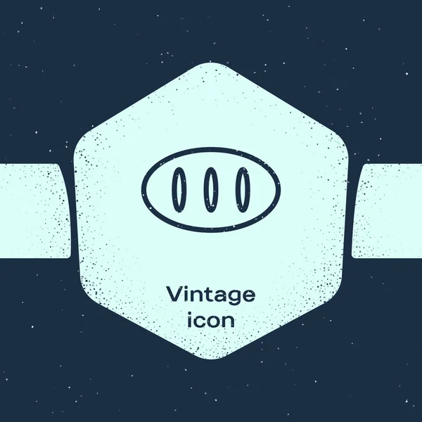 Grunge Line Brotlaib Symbol Isoliert Auf Blauem Hintergrund Monochrome Vintage — Stockvektor