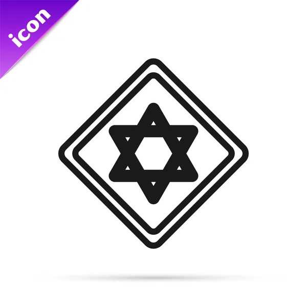 Μαύρη γραμμή Άστρο του Δαβίδ εικονίδιο απομονώνονται σε λευκό φόντο. Εβραϊκό θρησκευτικό σύμβολο. Σύμβολο του Ισραήλ. Εικονογράφηση διανύσματος — Διανυσματικό Αρχείο
