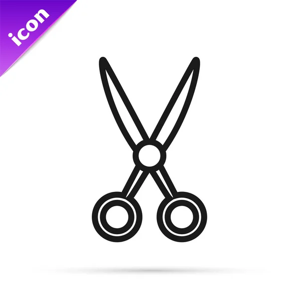 Black line Scissors hairdresser icon isolated on white background. Hairdresser, fashion salon and barber sign. Barbershop symbol. Vector Illustration — Stock Vector