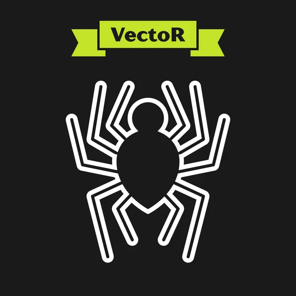 White line Spider icon isolated on black background. Happy Halloween party. Vector Illustration — Stock Vector