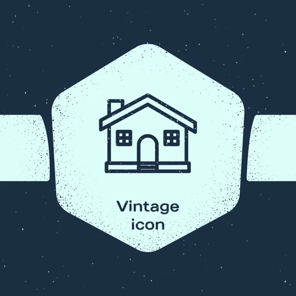 Значок Grunge Line House Выделен Синем Фоне Домашний Символ Монохромный — стоковый вектор