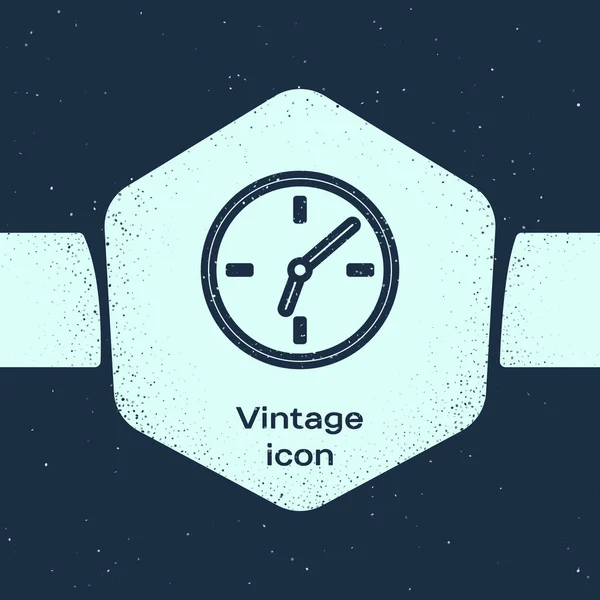 Línea Grunge Icono Del Reloj Aislado Sobre Fondo Azul Símbolo — Archivo Imágenes Vectoriales
