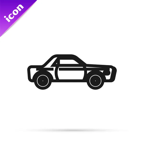 Black line Sedan car icon isolated on white background. Vector Illustration — Stock Vector