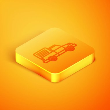 Isome hattı kargo aracı ikonu turuncu arka planda izole edildi. Turuncu kare düğme. Vektör İllüstrasyonu