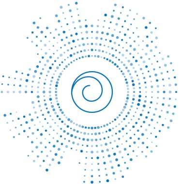 Beyaz arka planda izole edilmiş tarçın ikonlu mavi çizgi yuvarlak çörek. Fırın ürünleri. Soyut çember rastgele noktalar. Vektör İllüstrasyonu