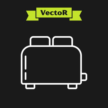 Siyah arkaplanda beyaz çizgi tost makinesi simgesi var. Vektör İllüstrasyonu