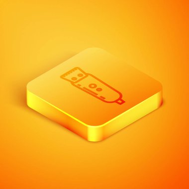 Isometric line Electrical saç kırpıcısı ya da traş ikonu turuncu arka planda izole edilmiş. Berber dükkanı sembolü. Turuncu kare düğme. Vektör İllüstrasyonu