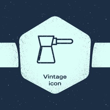 Grunge Line Kafe Türk ikonu mavi arka planda izole edildi. Tek renkli klasik çizim. Vektör İllüstrasyonu