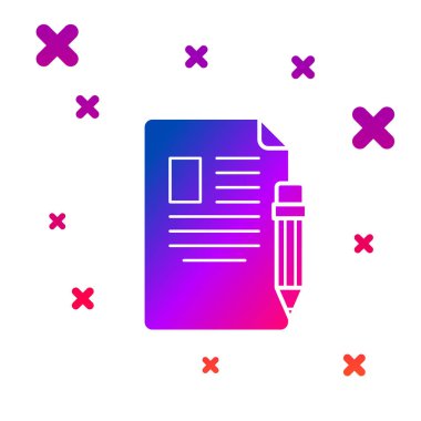 Beyaz arkaplanda silgi simgesine sahip Renk Sınavı sayfası ve kalem. Sınav kağıdı, sınav ya da araştırma konsepti. Sınav ya da sınav. Kademeli rastgele dinamik şekiller. Vektör İllüstrasyonu