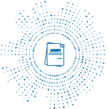 Mavi çizgi senaryo simgesi beyaz arkaplanda izole edildi. Sanat projeleri, filmler, tiyatrolar için senaryo okuma konsepti. Soyut çember rastgele noktalar. Vektör İllüstrasyonu