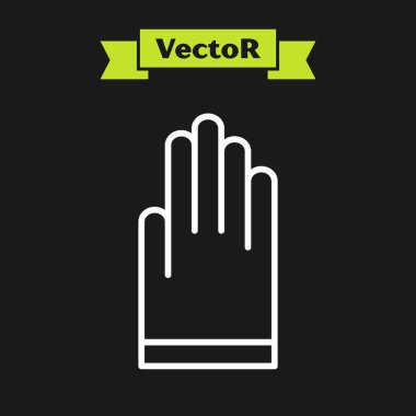 Siyah arkaplanda beyaz çizgi eldivenleri simgesi izole edildi. Olağanüstü bir spor. Su altı ekipmanları. Vektör İllüstrasyonu