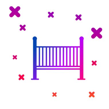 Renkli Bebek Beşiği beşik yatak simgesi beyaz arkaplanda izole edildi. Kademeli rastgele dinamik şekiller. Vektör İllüstrasyonu