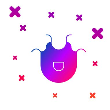 Renkli mutfak önlüğü simgesi beyaz arkaplanda izole edildi. Yemek pişirmek için şef üniforması. Kademeli rastgele dinamik şekiller. Vektör İllüstrasyonu