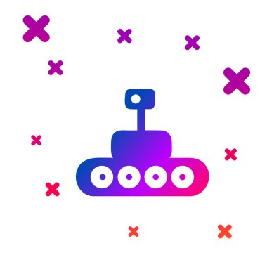 Mars Renk Gezgini simgesi beyaz arkaplanda izole edildi. Uzay aracı. Ay yürüyüşü işareti. Gezegen yüzeyini incelemek için bir cihaz. Kademeli rastgele dinamik şekiller. Vektör İllüstrasyonu