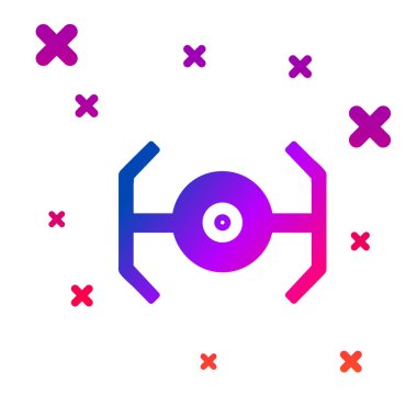 Beyaz arkaplanda izole edilmiş renkli Kozmik gemi simgesi. Kademeli rastgele dinamik şekiller. Vektör İllüstrasyonu