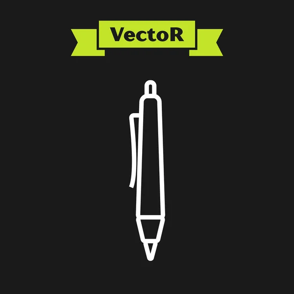Weiße Linie Stift-Symbol isoliert auf schwarzem Hintergrund. Vektorillustration — Stockvektor