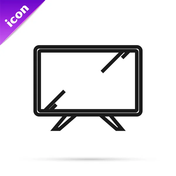 Linha preta Smart Tv ícone isolado no fundo branco. Sinal de televisão. Ilustração vetorial —  Vetores de Stock