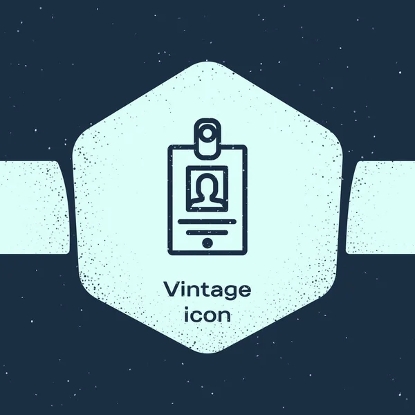 Grunge Lijn Identificatie Badge Pictogram Geïsoleerd Blauwe Achtergrond Het Kan — Stockvector