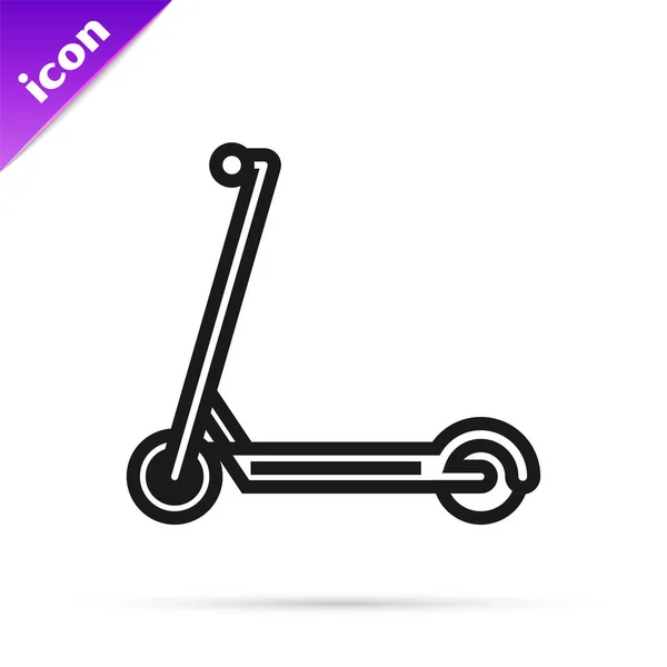 Icono de Scooter de línea negra aislado sobre fondo blanco. Ilustración vectorial — Vector de stock
