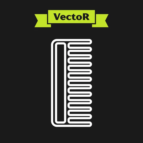 Fehér vonal Hajkefe ikon elszigetelt fekete alapon. Fésülködés. Borbély szimbólum. Vektorillusztráció — Stock Vector