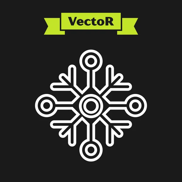 White line Snowflake icon isolated on black background. Vector Illustration — Stock Vector