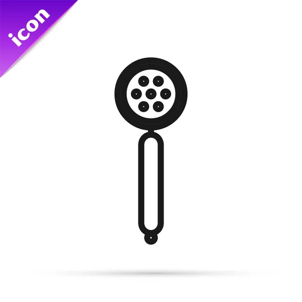 Black line Strainer spoon icon isolated on white background. Vector Illustration — ストックベクタ